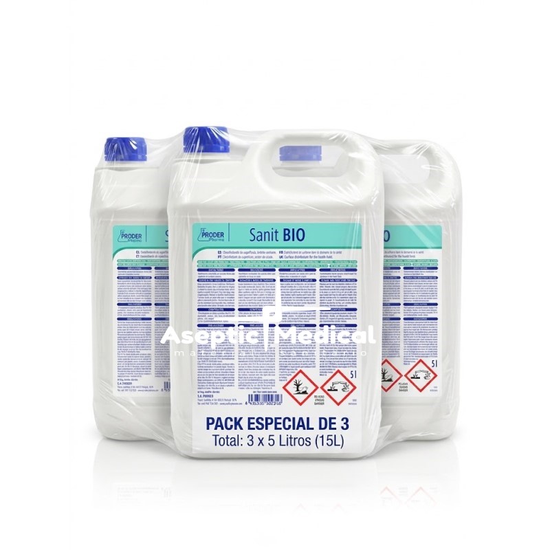 Sanit BIO Desinfectante ECOLÓGICO. Pack de 3 envases de 5 litros - Imagen 2