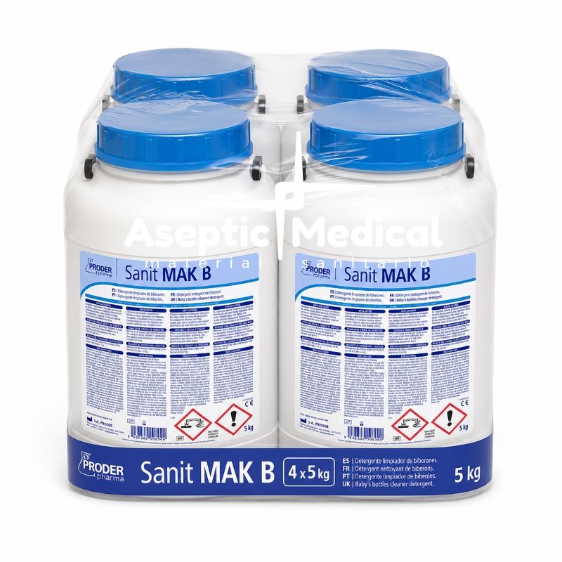 Sanit MAK B. Detergente limpiador en polvo para BIBERONES y TETINAS. Pack de 4 botes de 5 kgs - Imagen 2